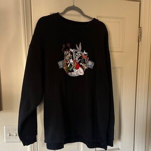 Warner Bros. Black Crewneck with Cartoon Characters